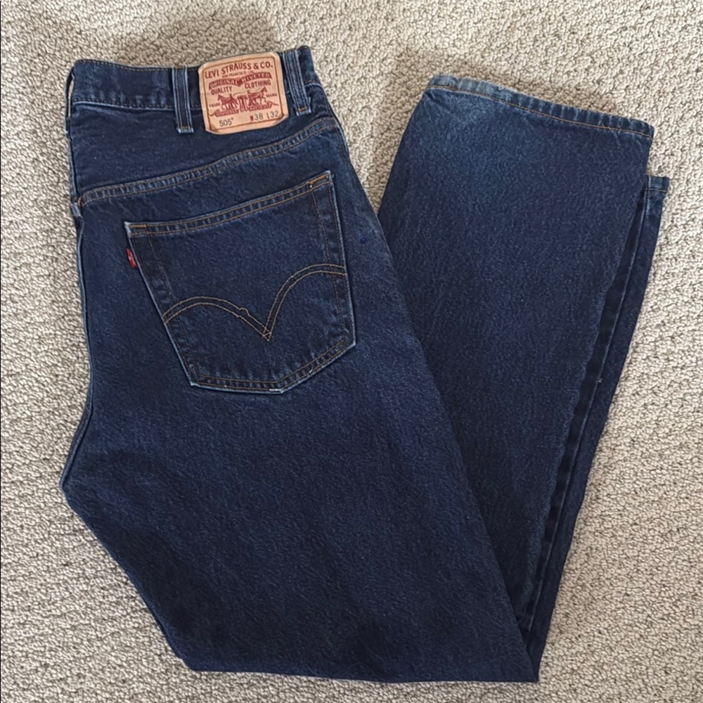 Men’s 505 Regular Fit Blue Jeans with Classic Indigo Wash